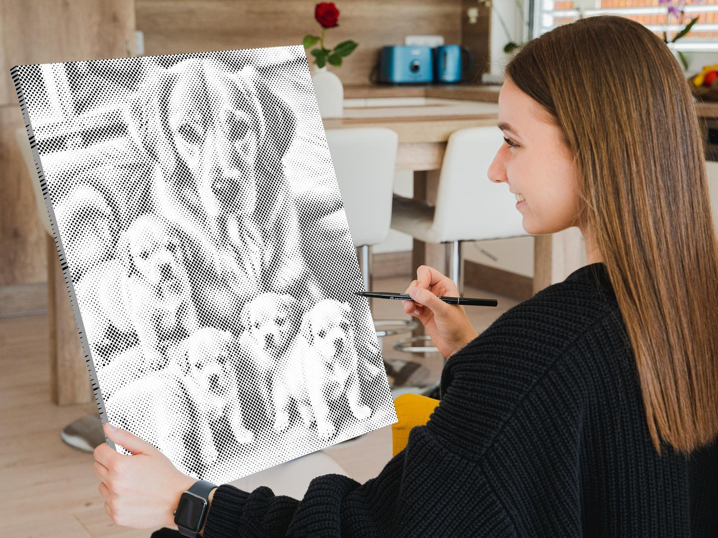 Mal-med-prikker -  Golden retriever og hvalpe