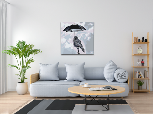Paint by Numbers - Ravn under en paraply