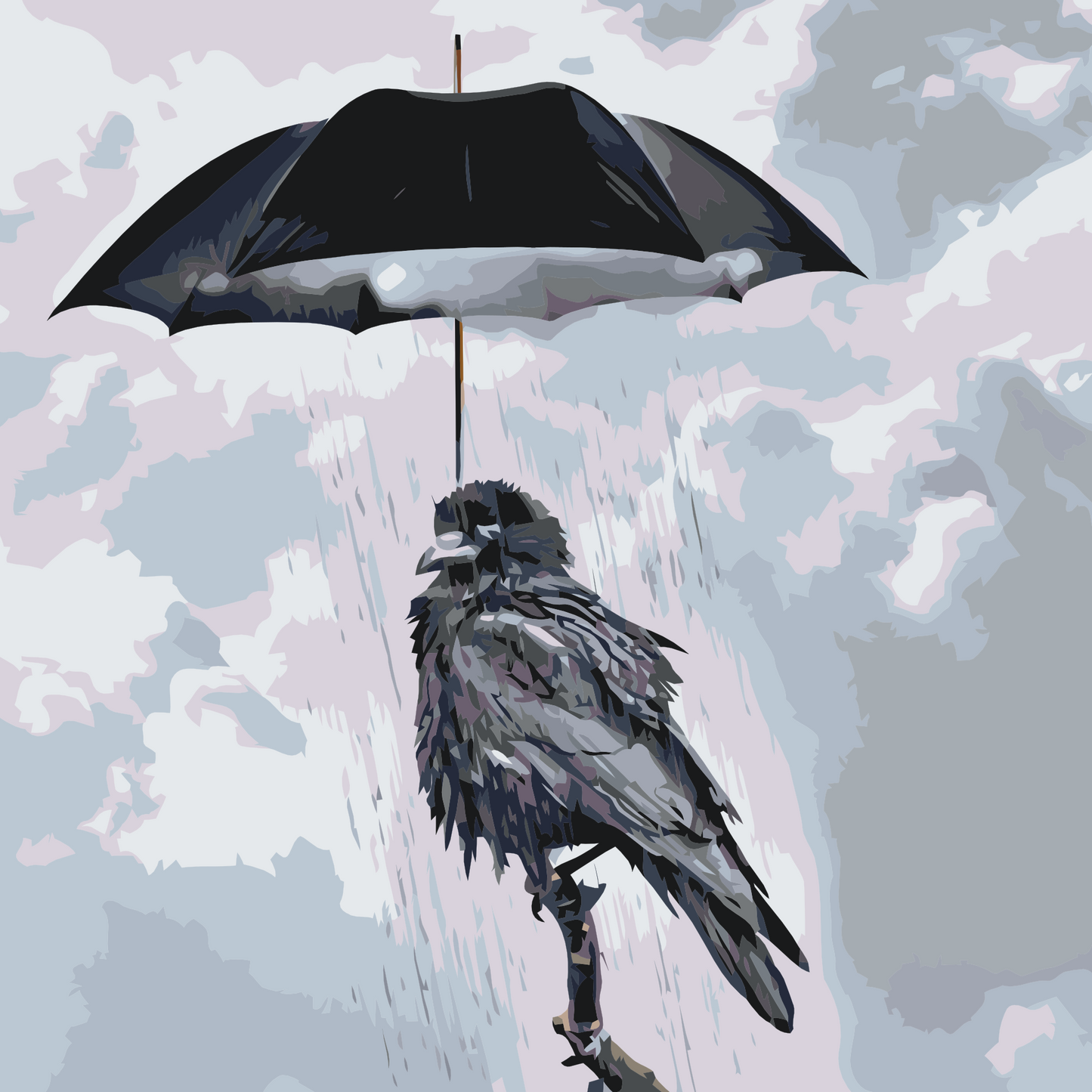 Paint by Numbers - Ravn under en paraply