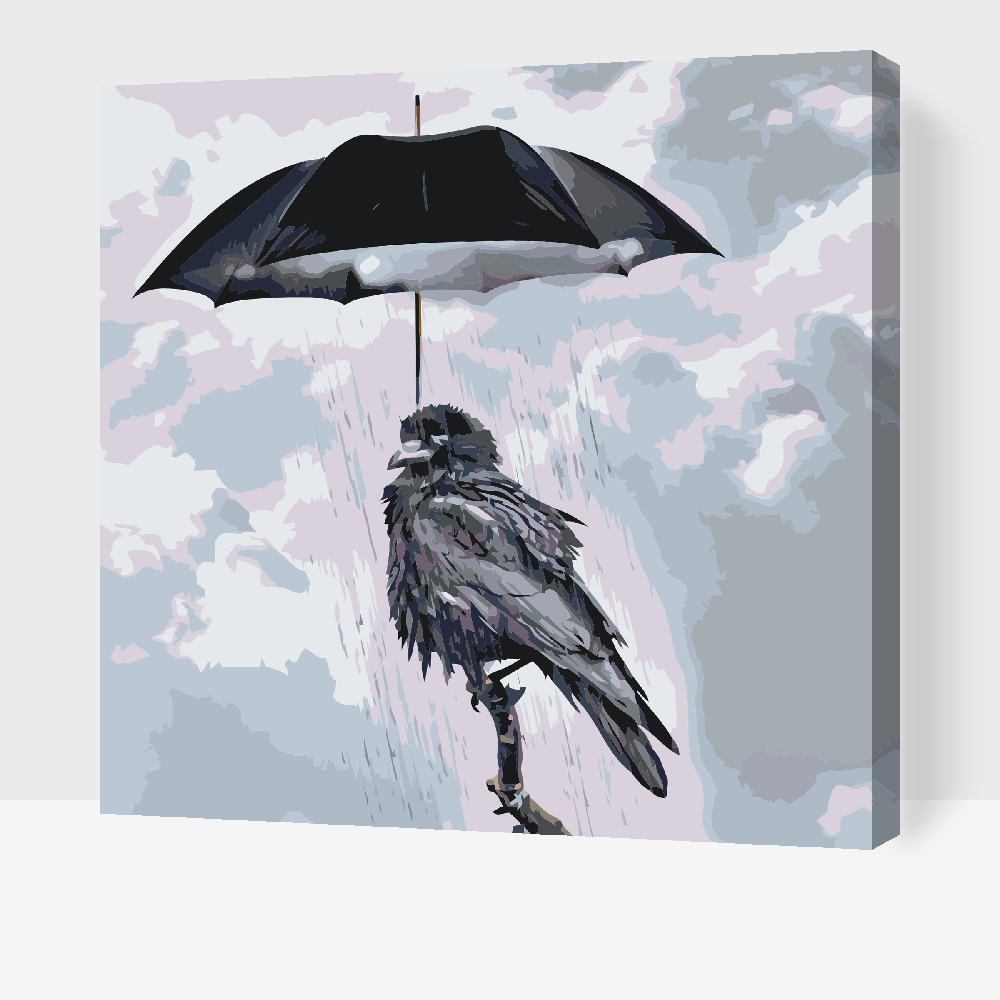Paint by Numbers - Ravn under en paraply