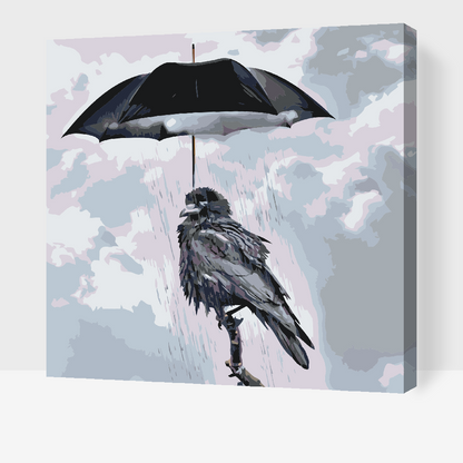 Paint by Numbers - Ravn under en paraply
