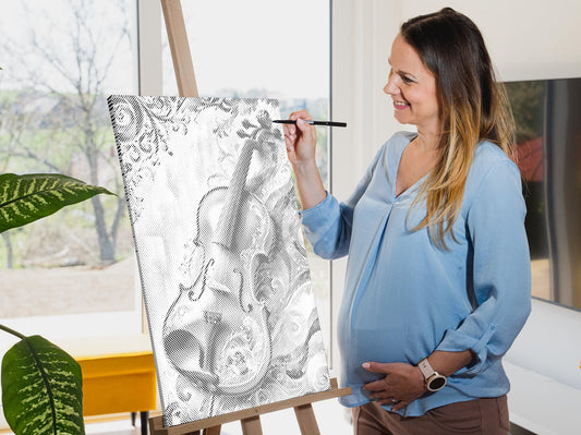 Mal-med-prikker -  Violin i farver