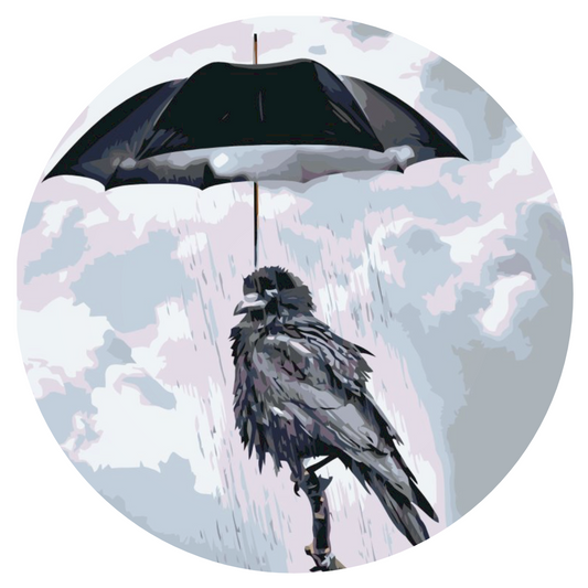 Paint by Numbers - Ravn under en paraply