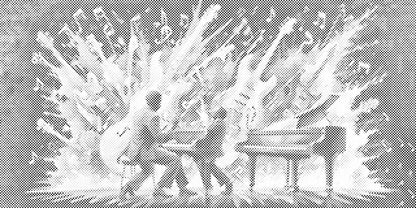 Mal-med-prikker -  Abstrakte musikere på scenen