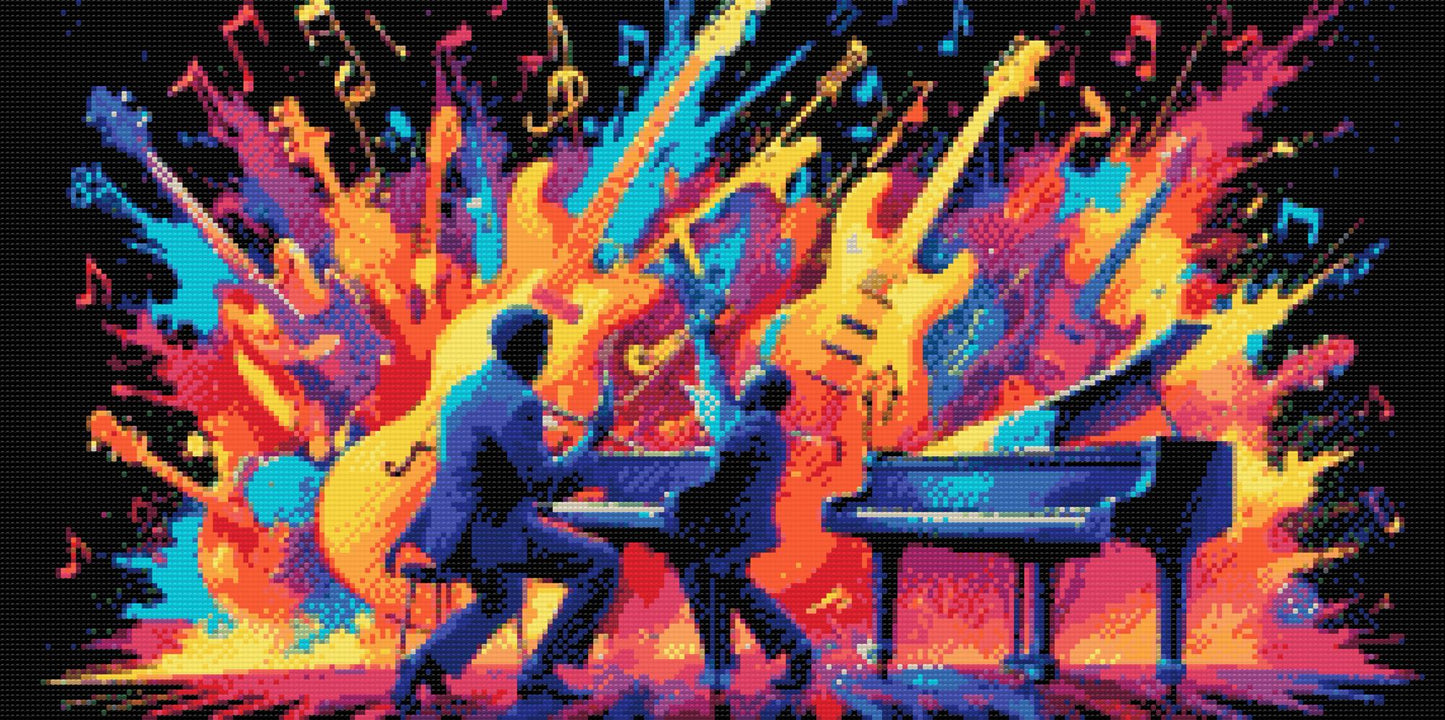 Diamond Painting - Abstrakte musikere på scenen