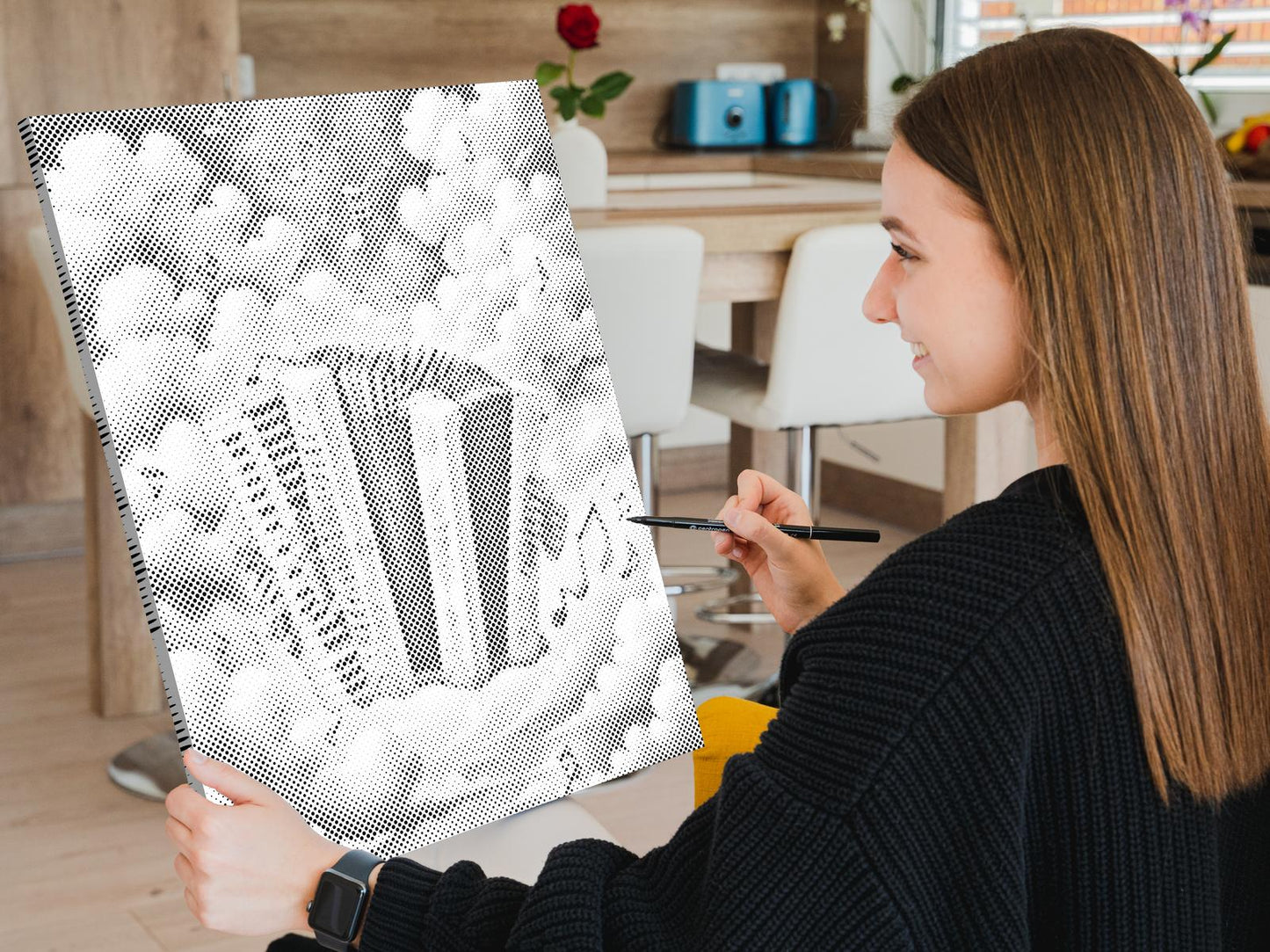 Mal-med-prikker -  Harmonika på en sky