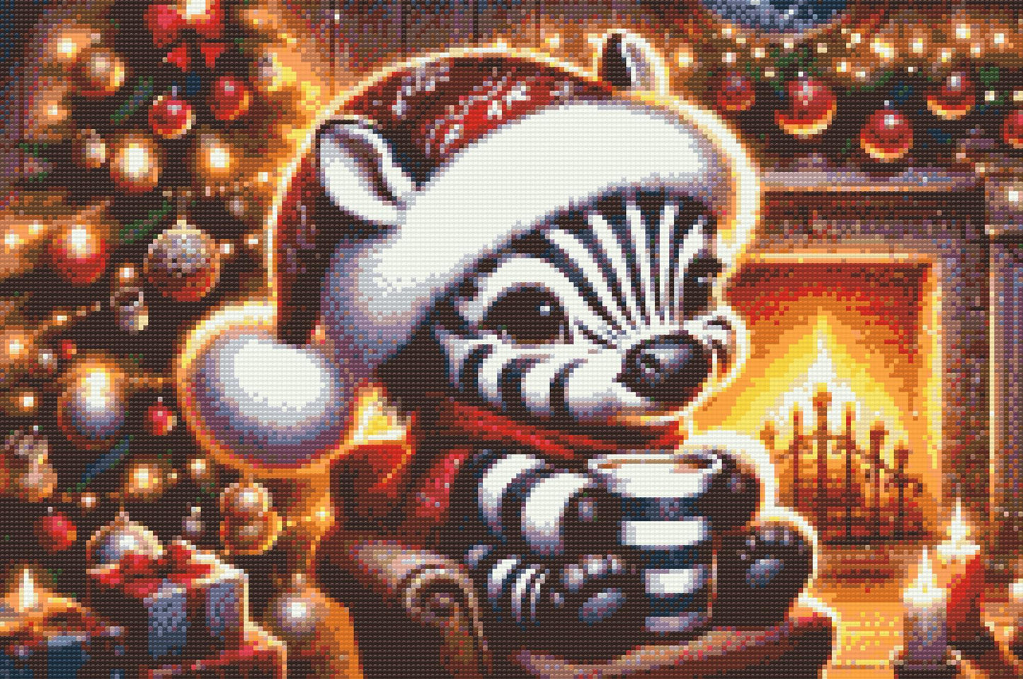 Diamond Painting - Julezebra og en kop kaffe