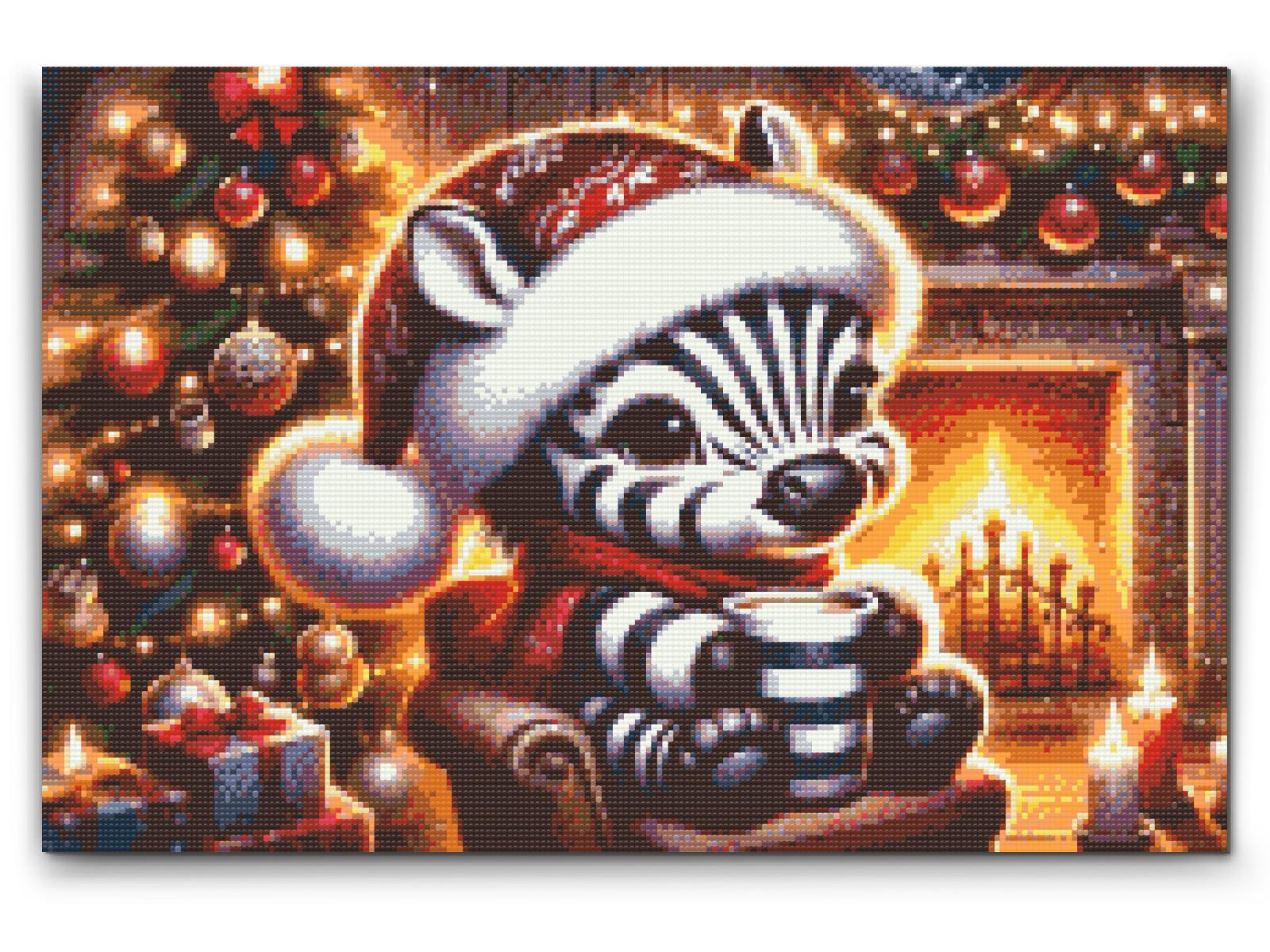 Diamond Painting - Julezebra og en kop kaffe