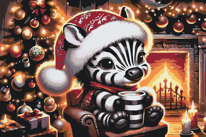 Paint by Numbers - Julezebra og en kop kaffe