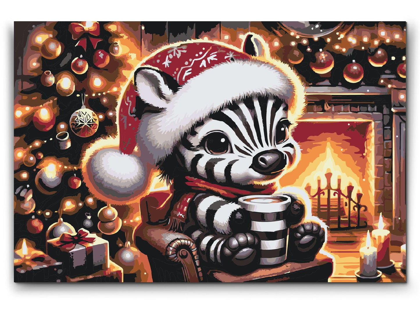 Paint by Numbers - Julezebra og en kop kaffe