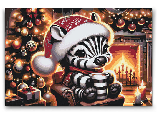 Paint by Numbers - Julezebra og en kop kaffe