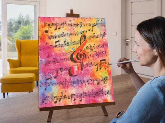 Diamond Painting - Regnbuetoner og diskantnøgle