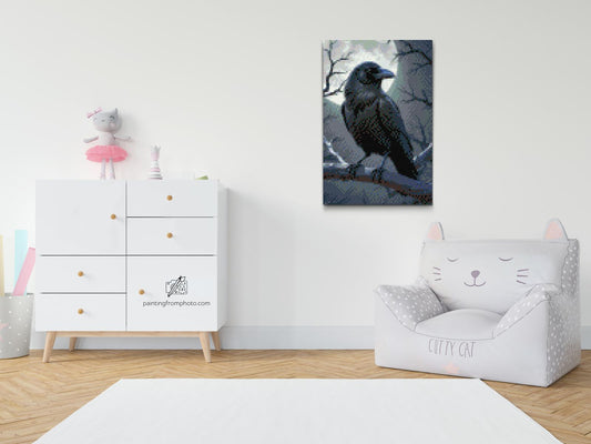 Diamond Painting - Ravn på en gren