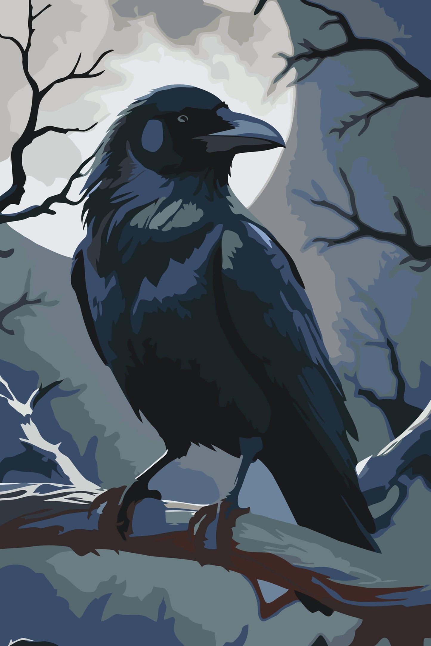 Paint by Numbers - Ravn på en gren