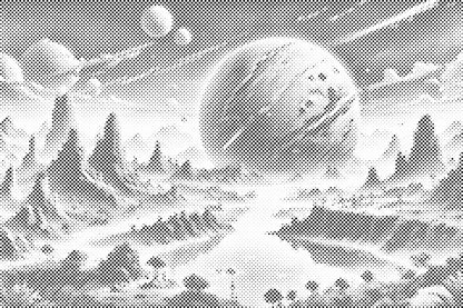 Mal-med-prikker -  Abstrakt planet i rummet