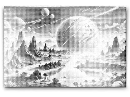 Mal-med-prikker -  Abstrakt planet i rummet