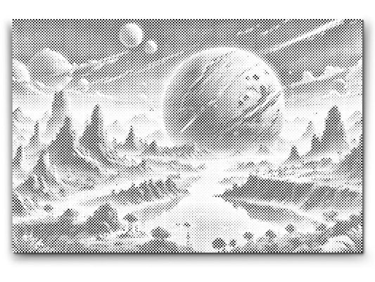 Mal-med-prikker -  Abstrakt planet i rummet