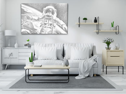 Mal-med-prikker -  Astronaut med planeten Jorden