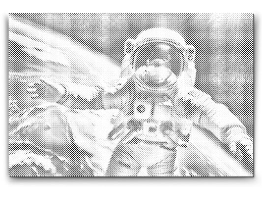Mal-med-prikker -  Astronaut med planeten Jorden