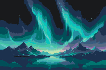Paint by Numbers - Nordlys over bjergene