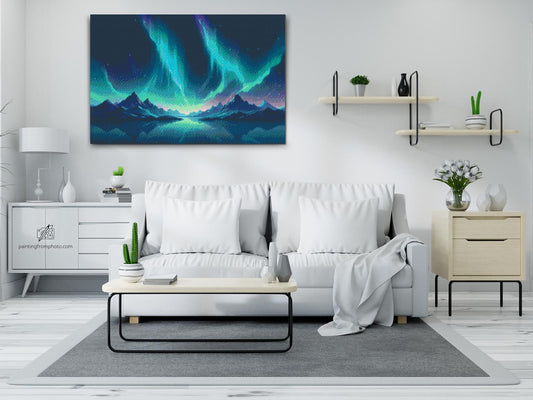 Diamond Painting - Nordlys over bjergene