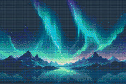 Diamond Painting - Nordlys over bjergene