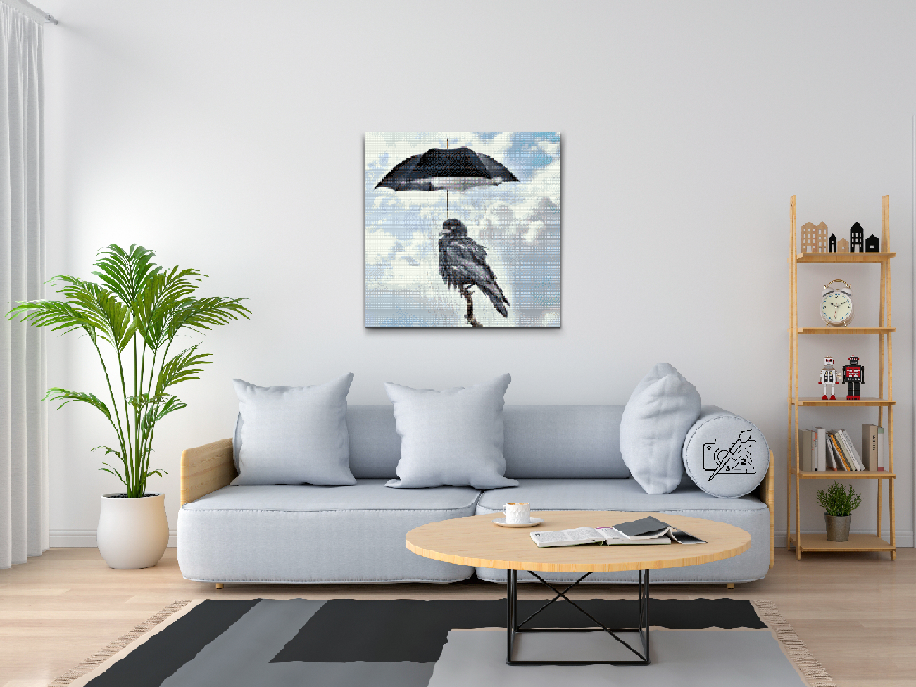 Diamond Painting - Ravn under en paraply