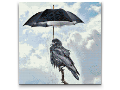 Diamond Painting - Ravn under en paraply
