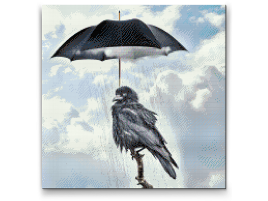 Diamond Painting - Ravn under en paraply