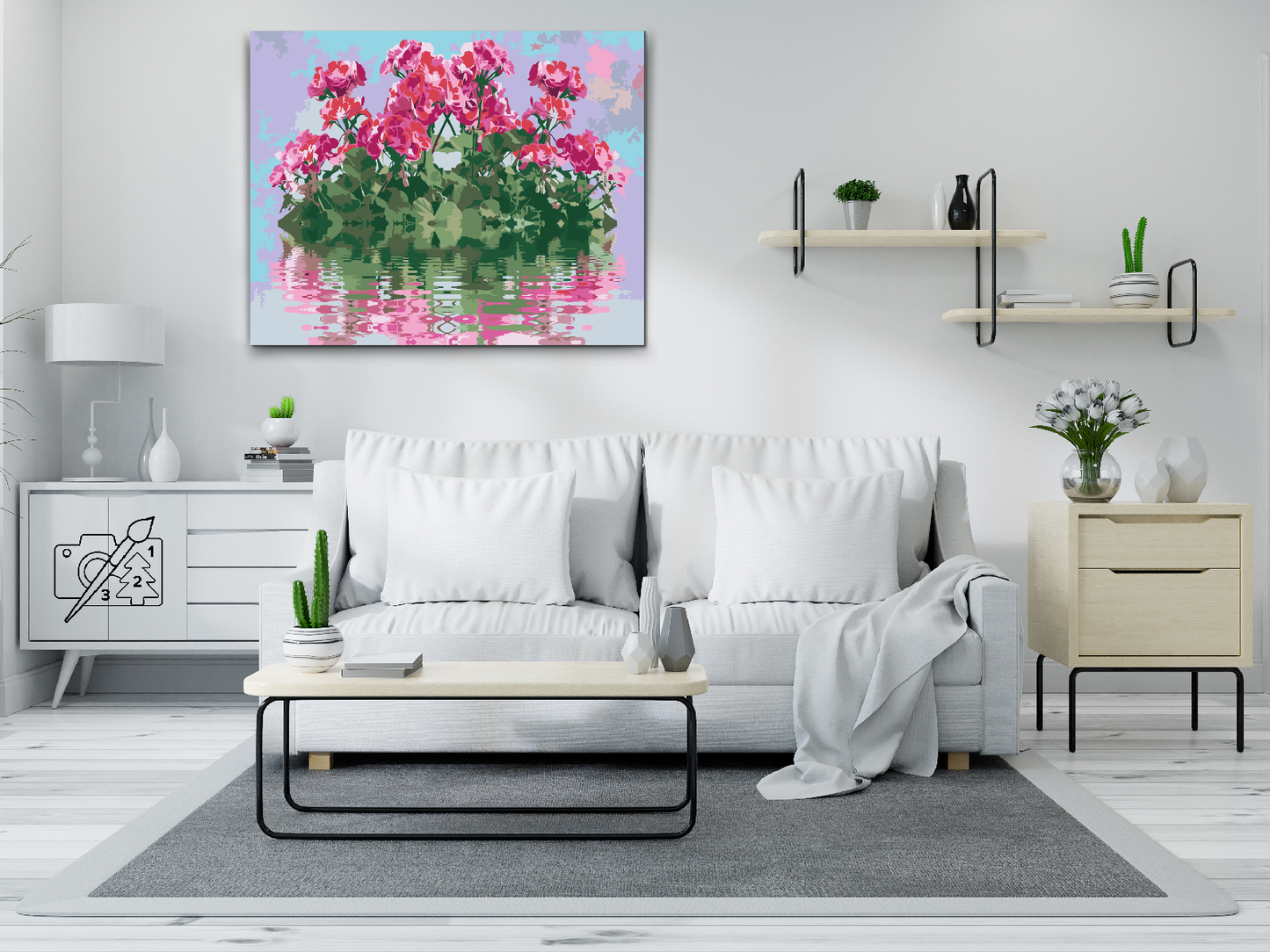 Paint by Numbers - Pelargonier på vandet