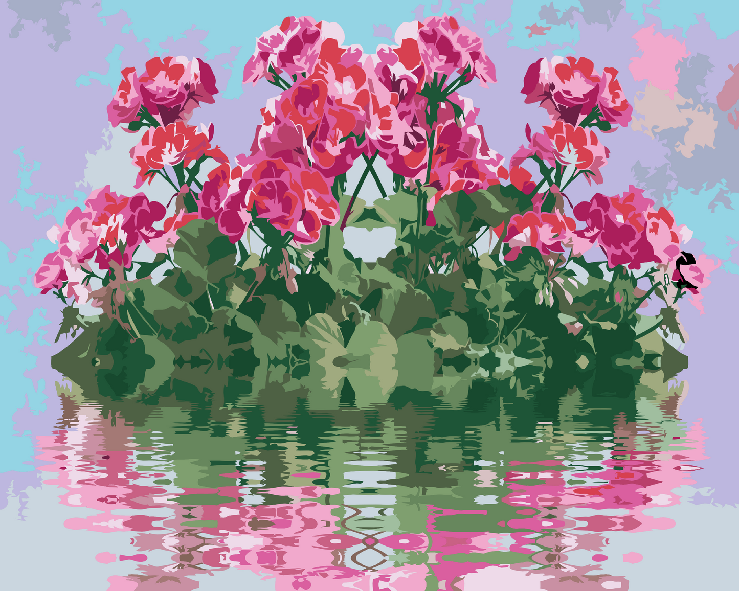 Paint by Numbers - Pelargonier på vandet