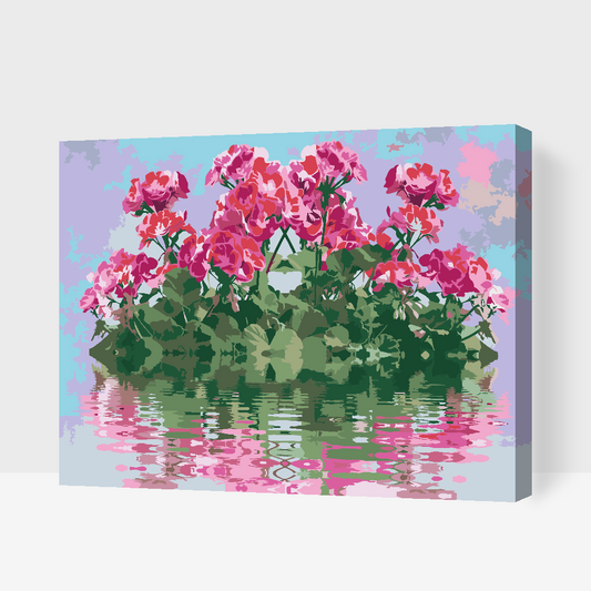 Paint by Numbers - Pelargonier på vandet