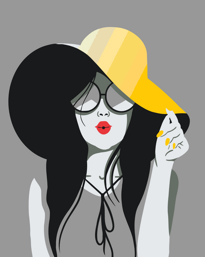 Paint by Numbers - Dame med den gule hat