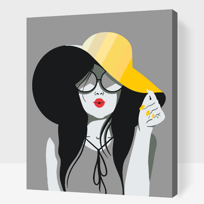 Paint by Numbers - Dame med den gule hat