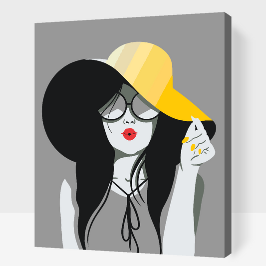 Paint by Numbers - Dame med den gule hat