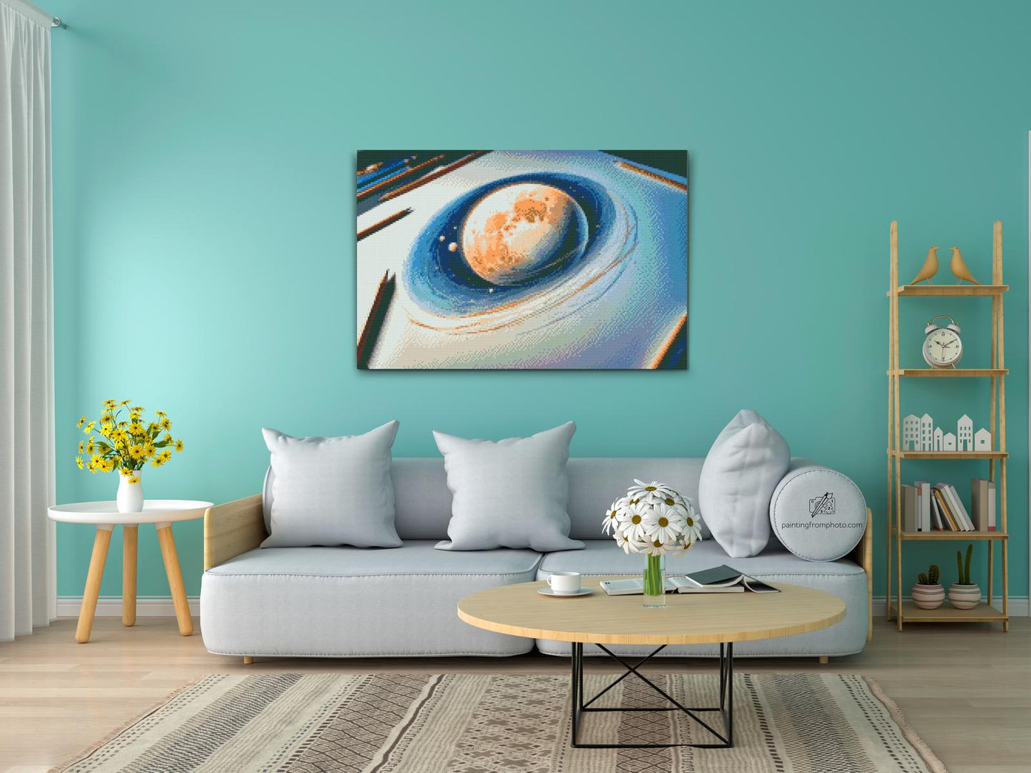 Diamond Painting - Planet tegnet på papir