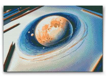 Diamond Painting - Planet tegnet på papir