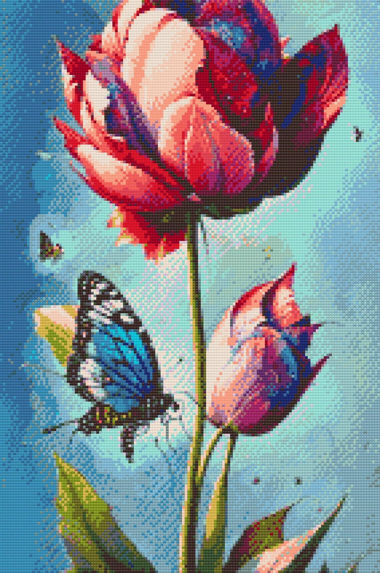 Diamond Painting - En blå sommerfugl og farverig tulipan