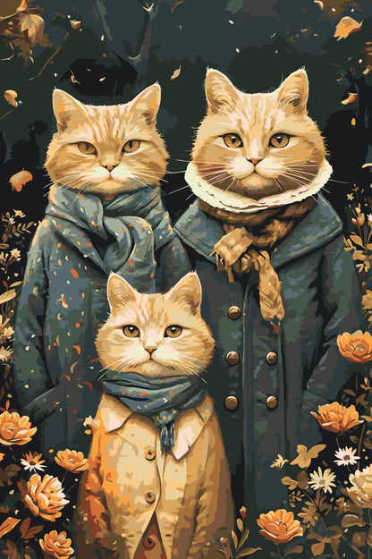 Paint by Numbers - Kattefamilie