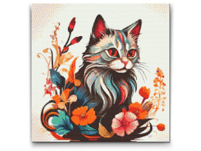 Diamond Painting - Kat omgivet af blomster