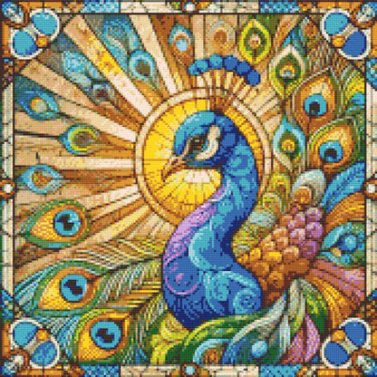 Diamond Painting - Glasmosaikpåfugl