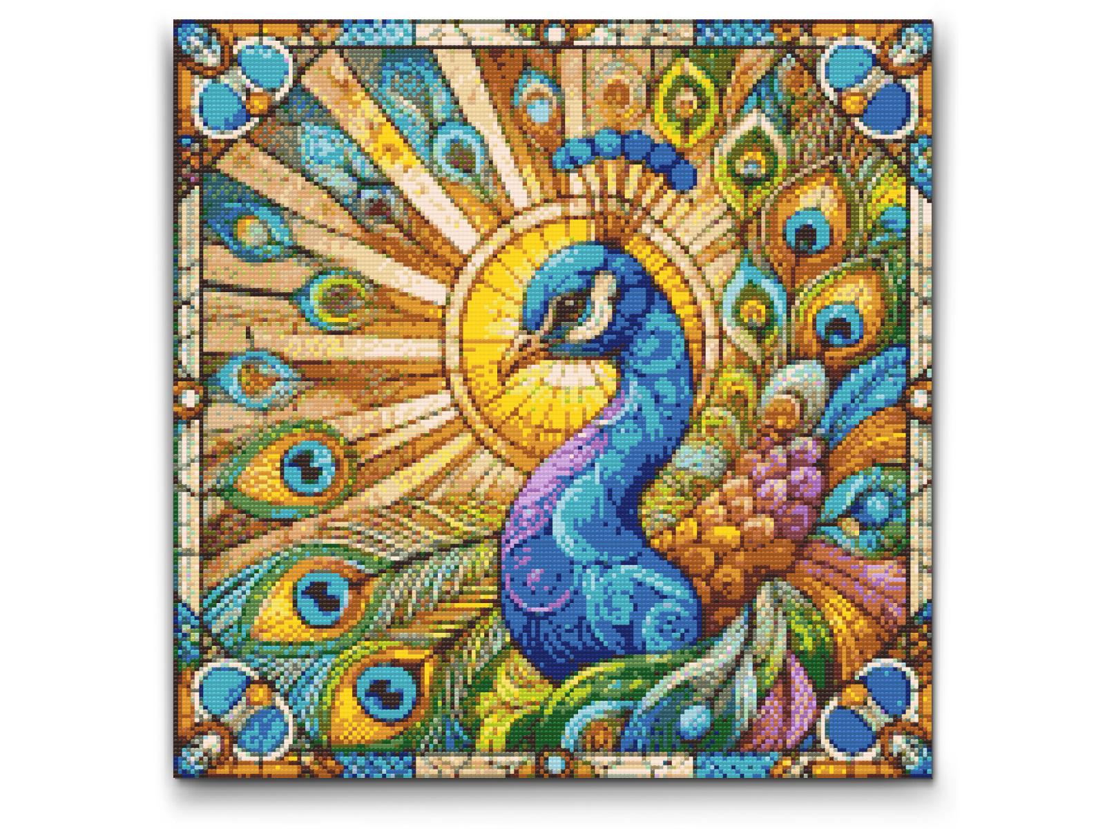 Diamond Painting - Glasmosaikpåfugl