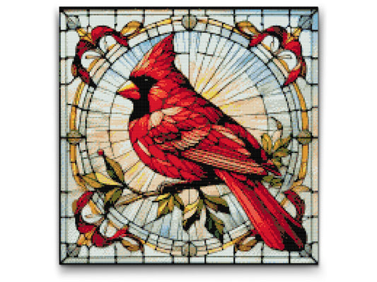 Diamond Painting - Glasmosaikrød fugl