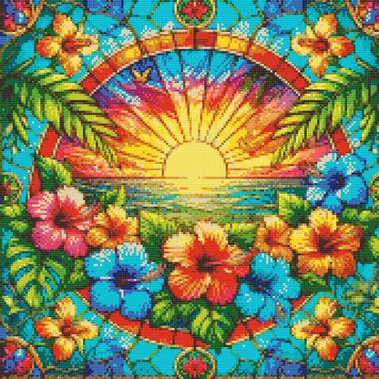 Diamond Painting - Glasmosaik-solnedgang