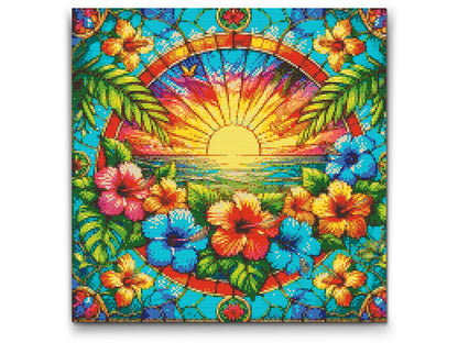 Diamond Painting - Glasmosaik-solnedgang