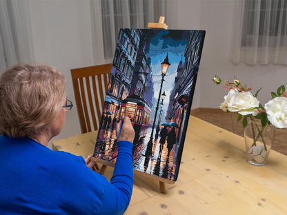 Paint by Numbers - Natsporvogn i regnvejr