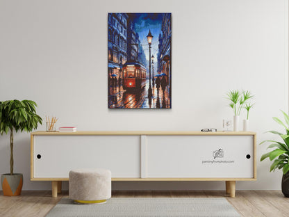 Diamond Painting - Natsporvogn i regnvejr