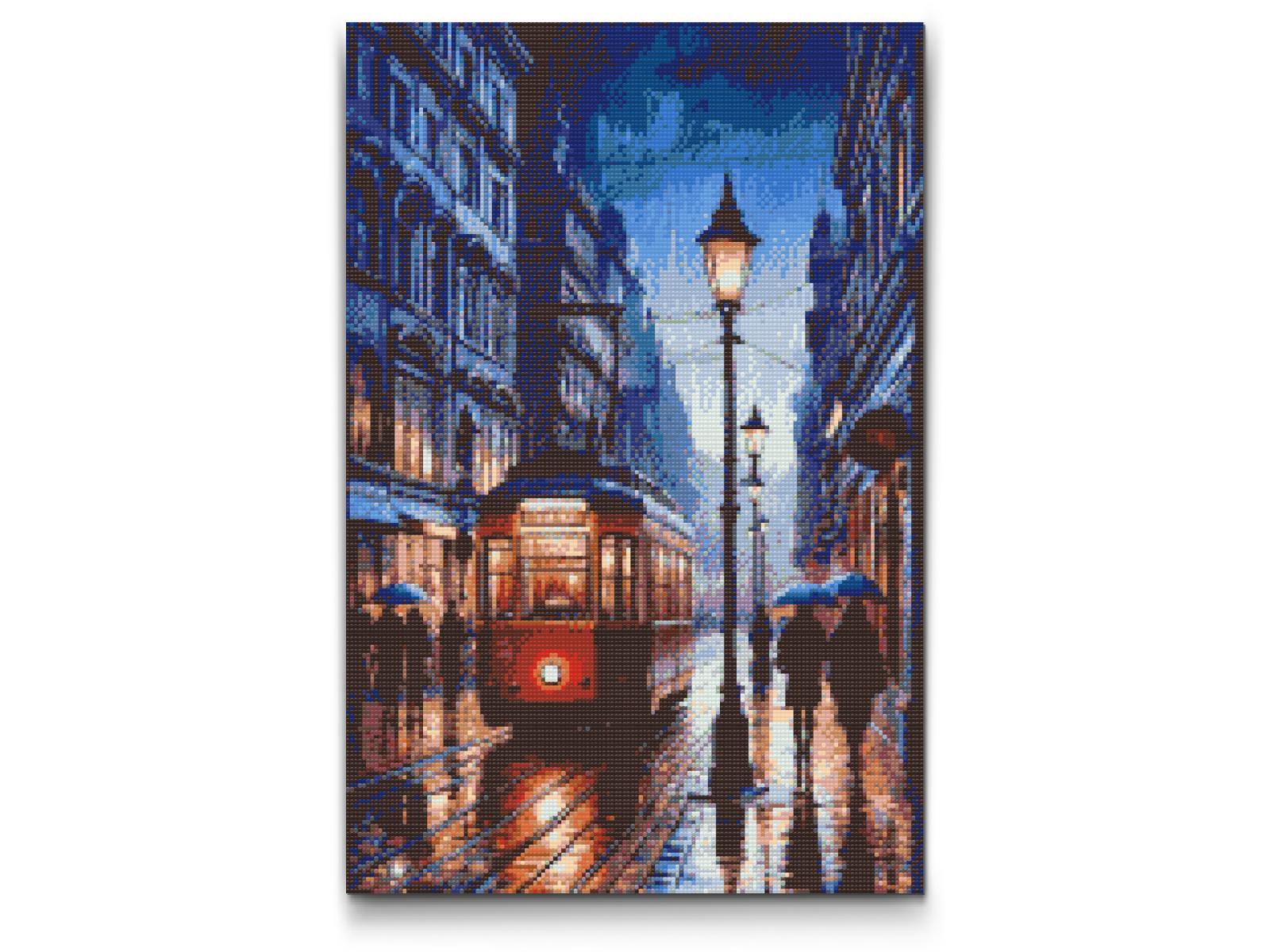 Diamond Painting - Natsporvogn i regnvejr