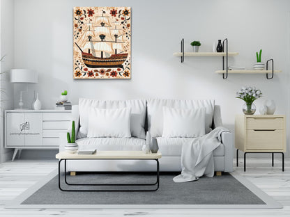 Diamond Painting - Nordisk folkekunst - Båd