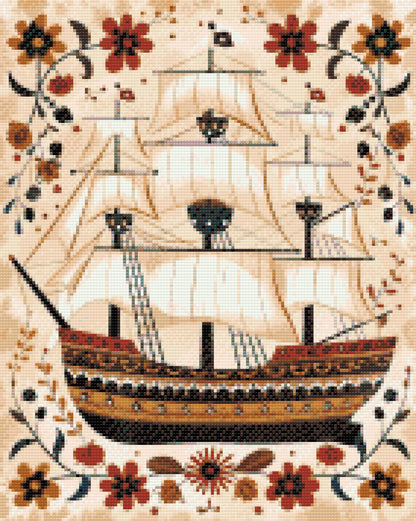 Diamond Painting - Nordisk folkekunst - Båd
